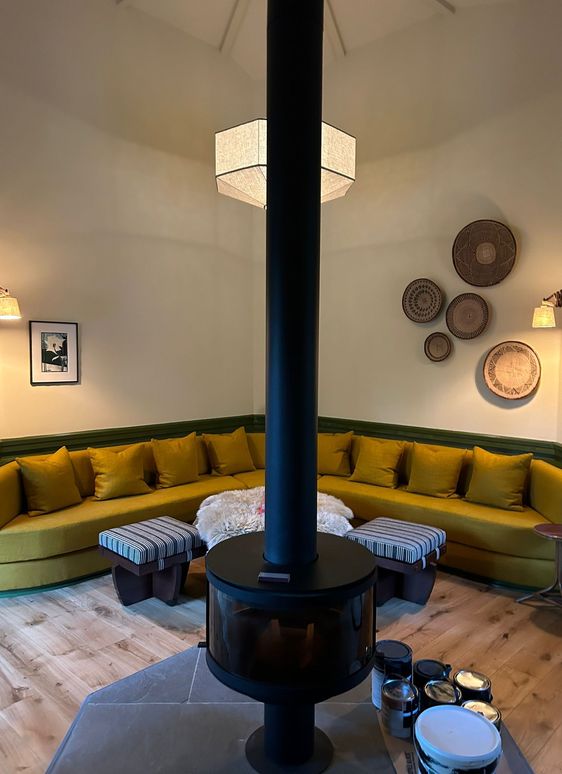 a freshly painted fireplace